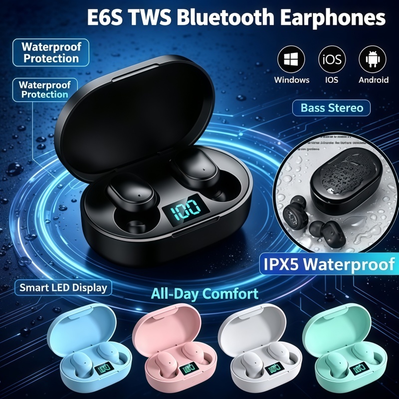 Bluetooth Earphone Tws - Popularne słuchawki bezprzewodowe TWS E6S Fone